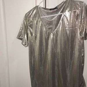 Boohoo metallic top
